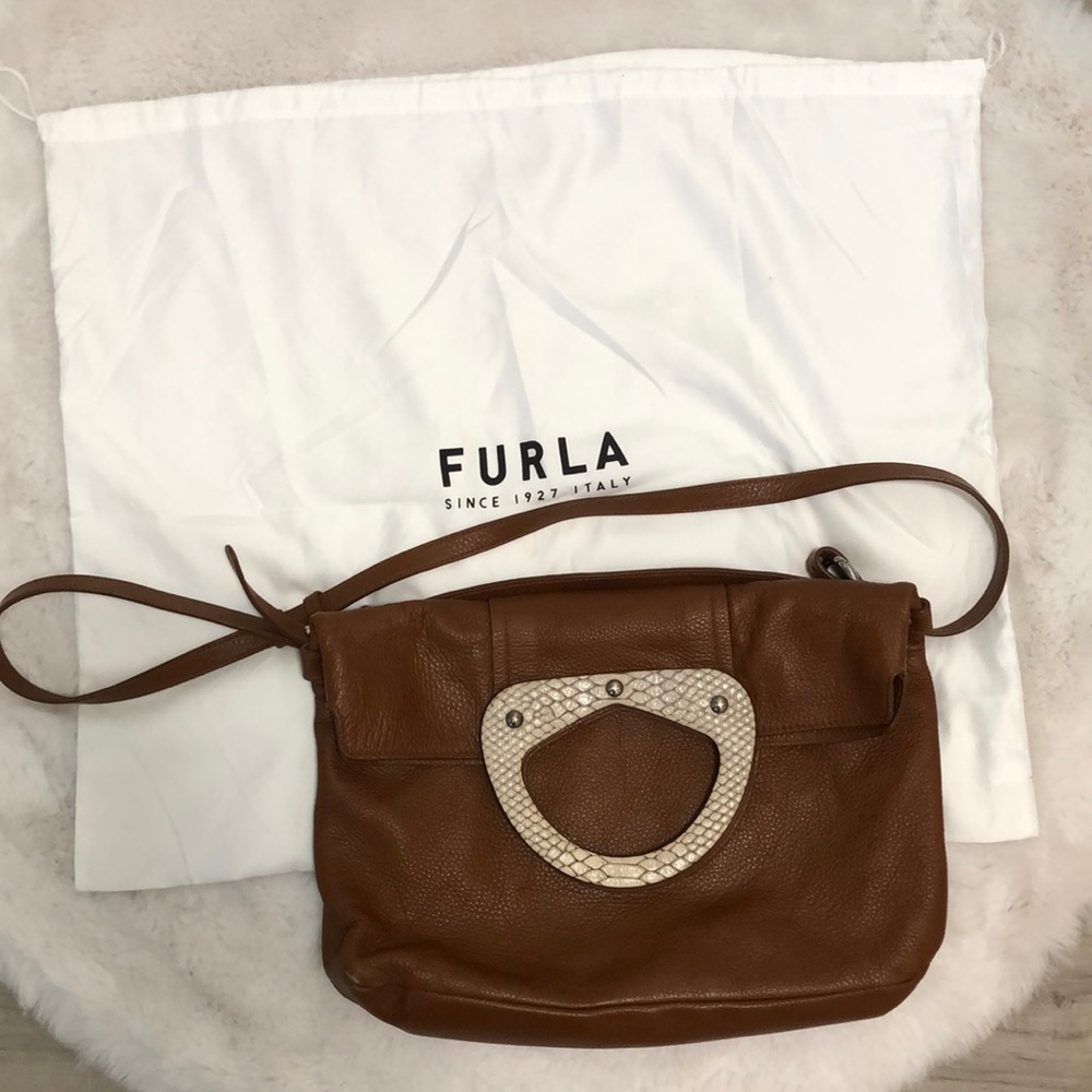 FURLA leather crossbody and foldable bag